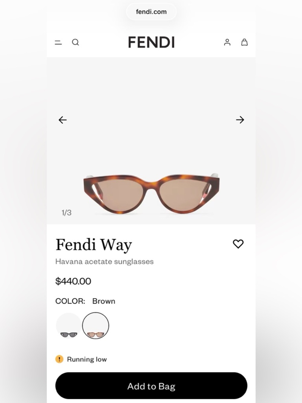 Fendi Way Havana Brown Cat-Eye Sunglasses